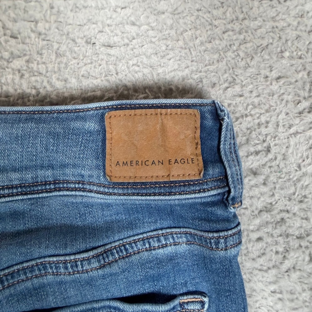 American Eagle Kick Boot Jeans Womens 6 Short Next Level Stretch Raw Hem Blue - Picture 6 of 13